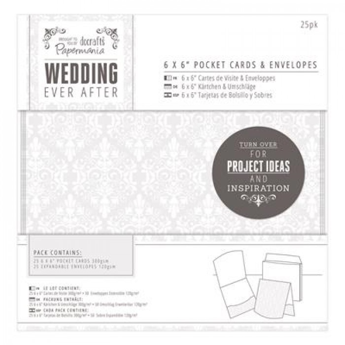 6 x 6&quot; Pocket Cards &amp; Envelopes (25pk) - Wedding - Damask