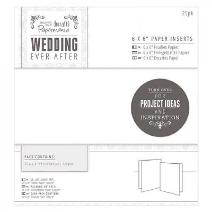 6 x 6&quot; Paper Inserts (25pk) - Wedding - White