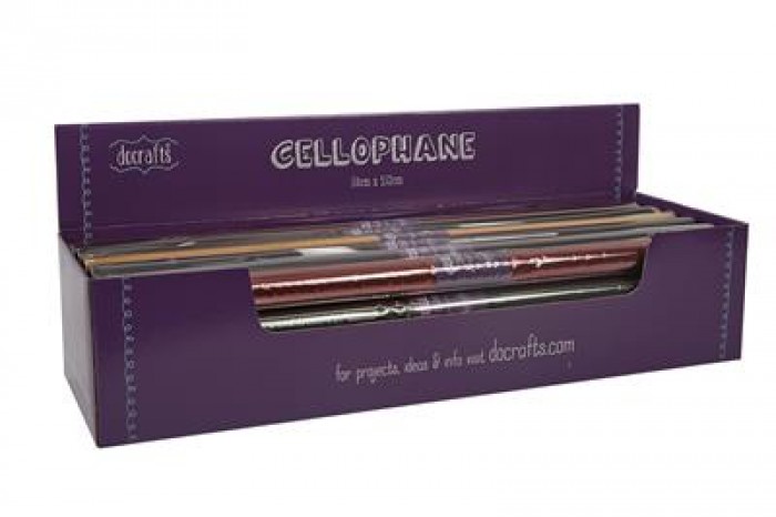Cellophane Rolls (4pcs x 6 Colours) Mixed Colours - Filled CDU (50 x 152cm)