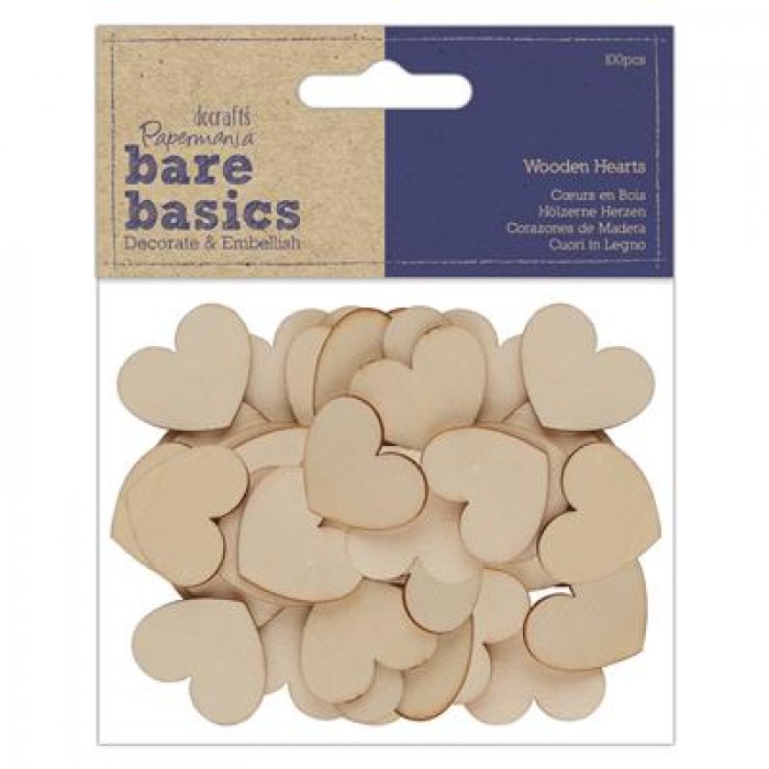 Bare Basics Wooden Hearts (100pcs)