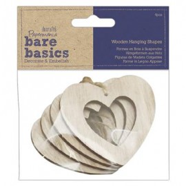 Bare Basics Wooden Hanging Shape (4pcs) - Cutout Heart