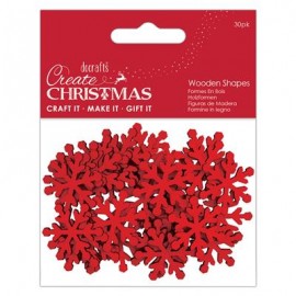 Create Christmas Wooden Shapes (30pcs) - Mini Snowflakes Red