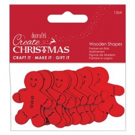 Create Christmas Wooden Shapes (12pcs) - Gingerbread Men Red