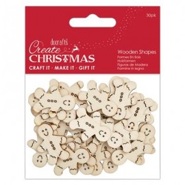 Create Christmas Wooden Shapes (30pcs) - Mini Gingerbread Men Natural