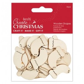 Create Christmas Wooden Shapes (30pcs) - Mini Stockings Natural