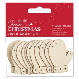 Create Christmas Wooden Shapes (12pcs) - Mittens Natural