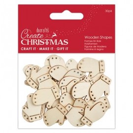 Create Christmas Wooden Shapes (30pcs) - Mini Mittens Natural