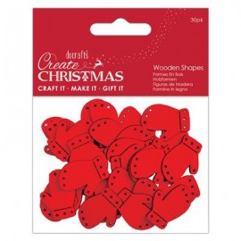 Create Christmas Wooden Shapes (30pcs) - Mini Mittens Red