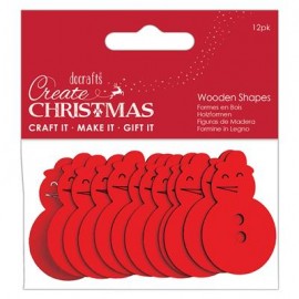 Create Christmas Wooden Shapes (12pcs) - Snowman Red