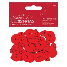 Create Christmas Wooden Shapes (30pcs) - Mini Snowman Red