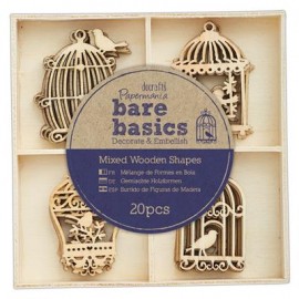 Wooden Shapes (20pcs) - Bare Basics - Birdcages