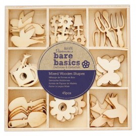 Mixed Wooden Shapes (45pcs) - Bare Basics - Spring Garden
