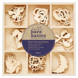Mixed Wooden Shapes (45pcs) - Bare Basics - Wedding