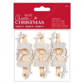 Glittered Wooden Pegs (6pcs) - Create Christmas - Stag