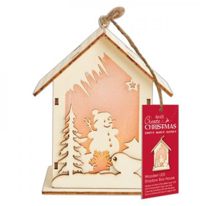 Wooden LED Shadow Box House - Create Christmas - Snowman