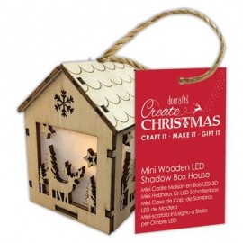 Mini Wooden LED Shadow Box House - Winter Stag