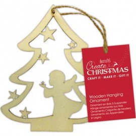 Wooden Hanging Ornament - Angel Tree