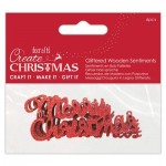 Glittered Wooden Sentiments (6pcs) - Red