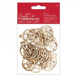 Create Christmas Advent Number Baubles (25pk) - Natural