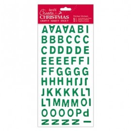 Christmas Alphabet Thicker Stickers - Green Glitter