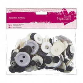 Assorted Buttons (250g) - Monochrome