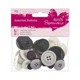 Assorted Buttons (50g) - Monochrome
