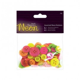 Assorted Buttons (50g) - Neon