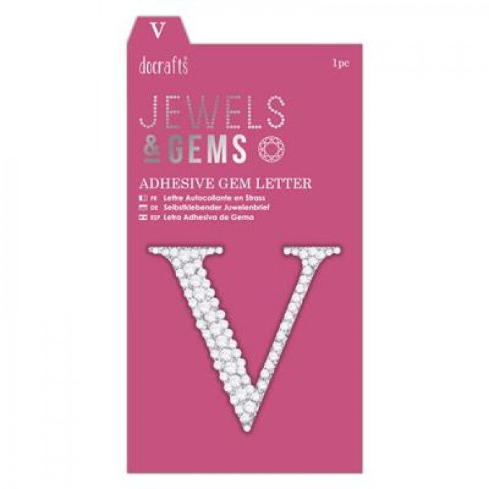 Adhesive Gem Letter - V - Jewels & Gems