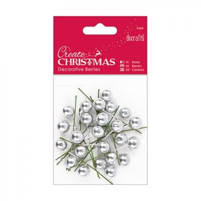 Decorative Berries (24pk) - Silver