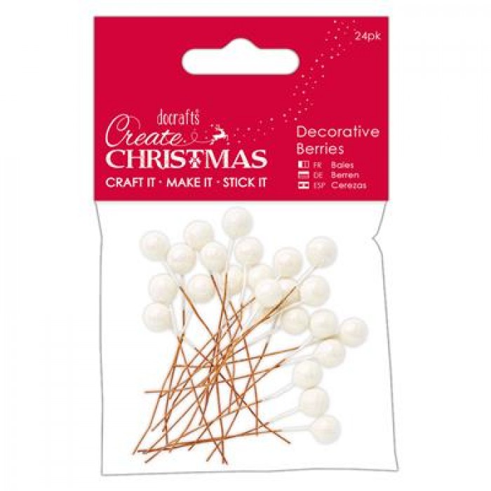 Decorative Berries (24pk) - Frosted White