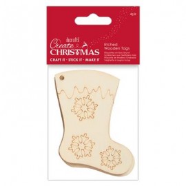 Etched Wooden Tags (4pk) - Create Christmas - Stocking