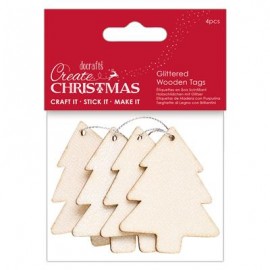 Glittered Wooden Tags (4pcs) - Create Christmas - Tree