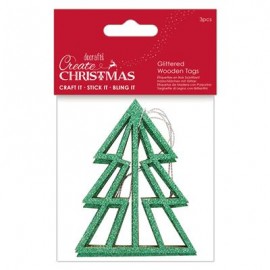 Glittered Wooden Tags (3pcs) - Create Christmas - Tree