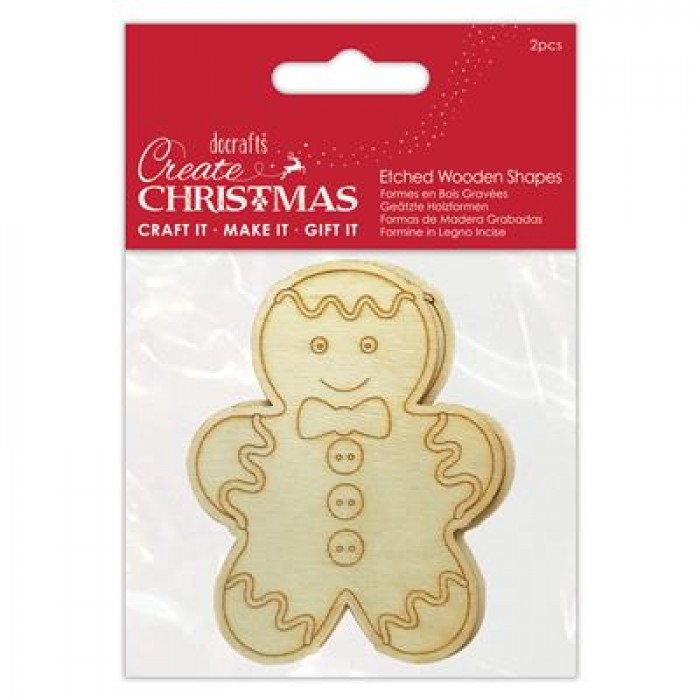 Etched Wooden Shapes (2pcs) - Gingerbread