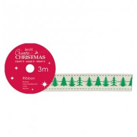 Cotton Christmas Ribbon (3m) - Christmas Trees - Create Christmas