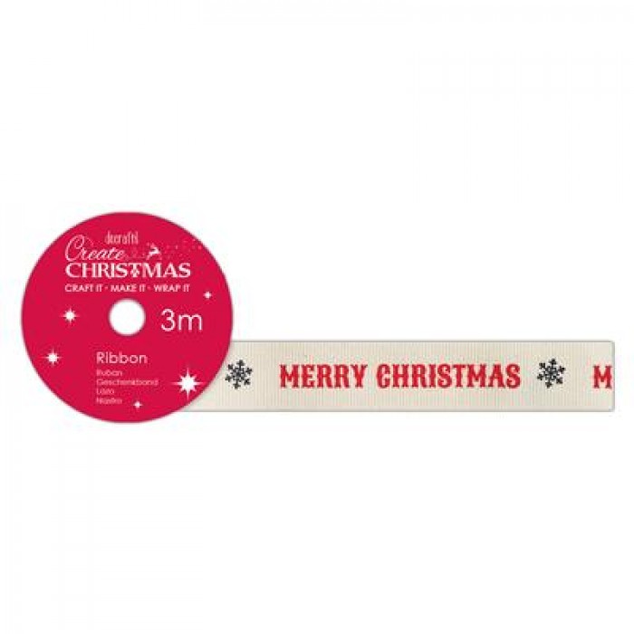 Cotton Christmas Ribbon (3m) - Merry Christmas - Create Christmas