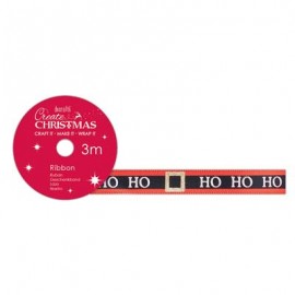 Satin Christmas Ribbon (3m) - Ho Ho Ho - Create Christmas