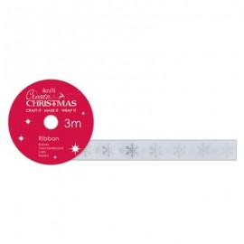 Satin Christmas Ribbon (3m) - Snowflake - Create Christmas