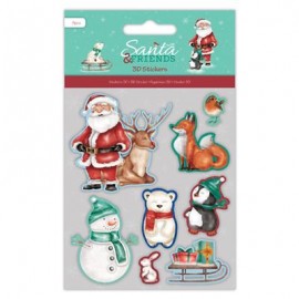 3D Stickers (6pcs) - Santa and Friends