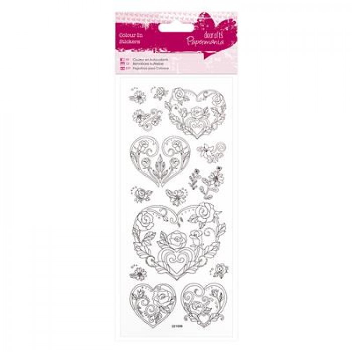 Colour In Glitter Stickers - Rose Heart