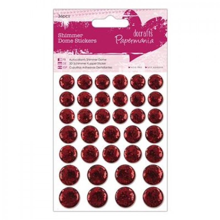 Shimmer Dome Stickers (36pcs) - Red