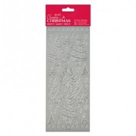 Outline Stickers - Christmas Trees - Silver