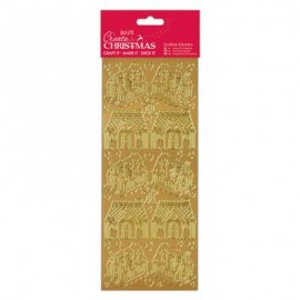 Outline Stickers - Gingerbread Houses - Gold