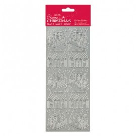 Outline Stickers - Gingerbread Houses - Silver