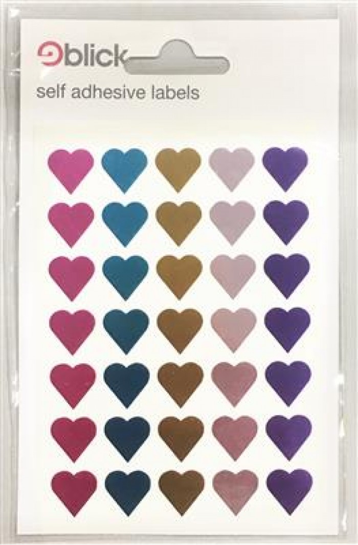 Blick Labels Coloured Hearts Assorted Colours 70 Stickers