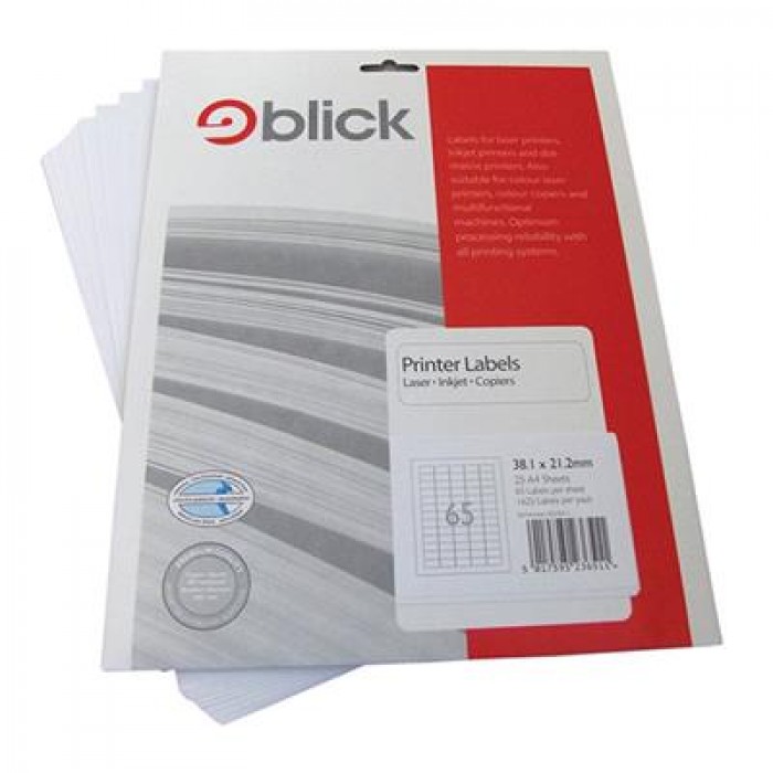 Blick Labels Multi A4 38.1mm x 21.1mm 65 Labels Per Sheet 25 Sheets