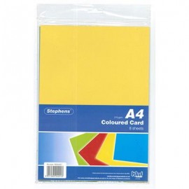 Stephens Card Coloured Assorted 4 Colours A4 210gsm 8 Sheets