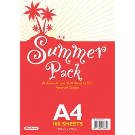 Stephens Card / Paper Pack Summer A4 50 Sheets Paper/50 Card