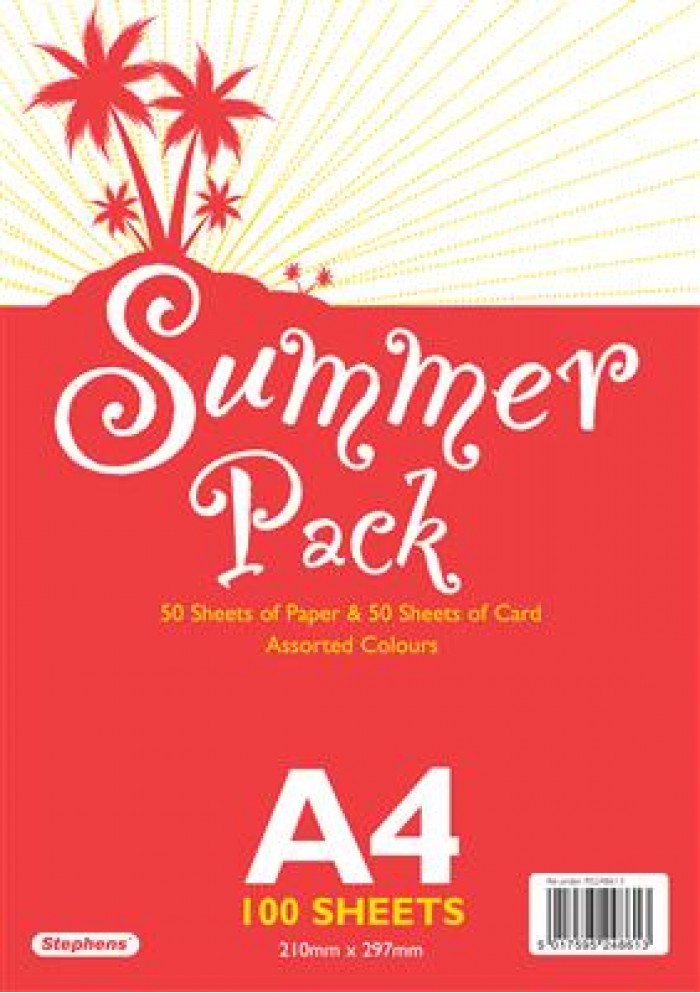 Stephens Card / Paper Pack Summer A4 50 Sheets Paper/50 Card