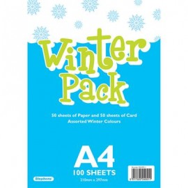 Stephens Card / Paper Pack Winter A4 50 Sheets Paper/ 50 Card